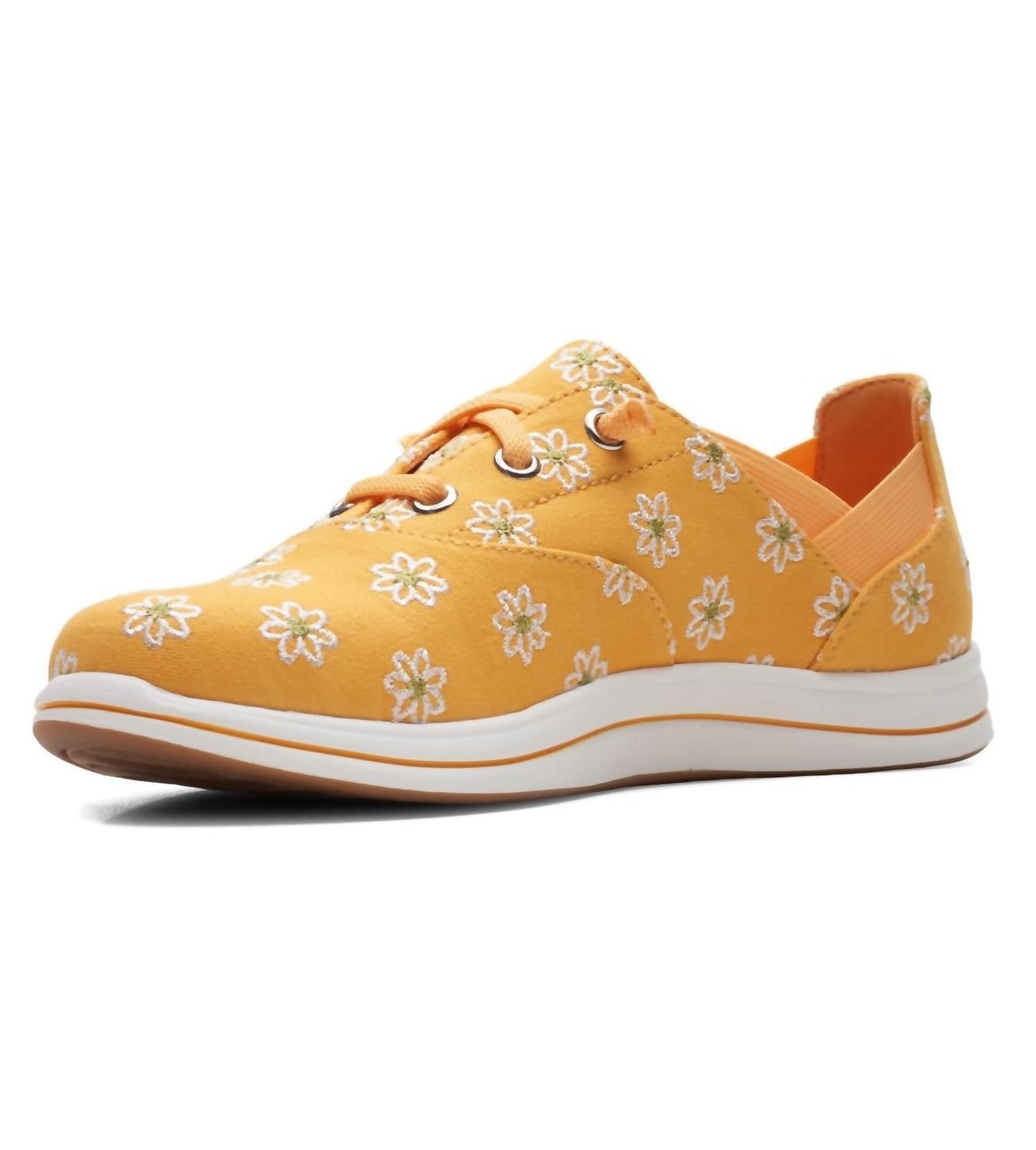 Clarks Women's Breeze Ave Sneaker in yellow interest - women's sneaker - detail view