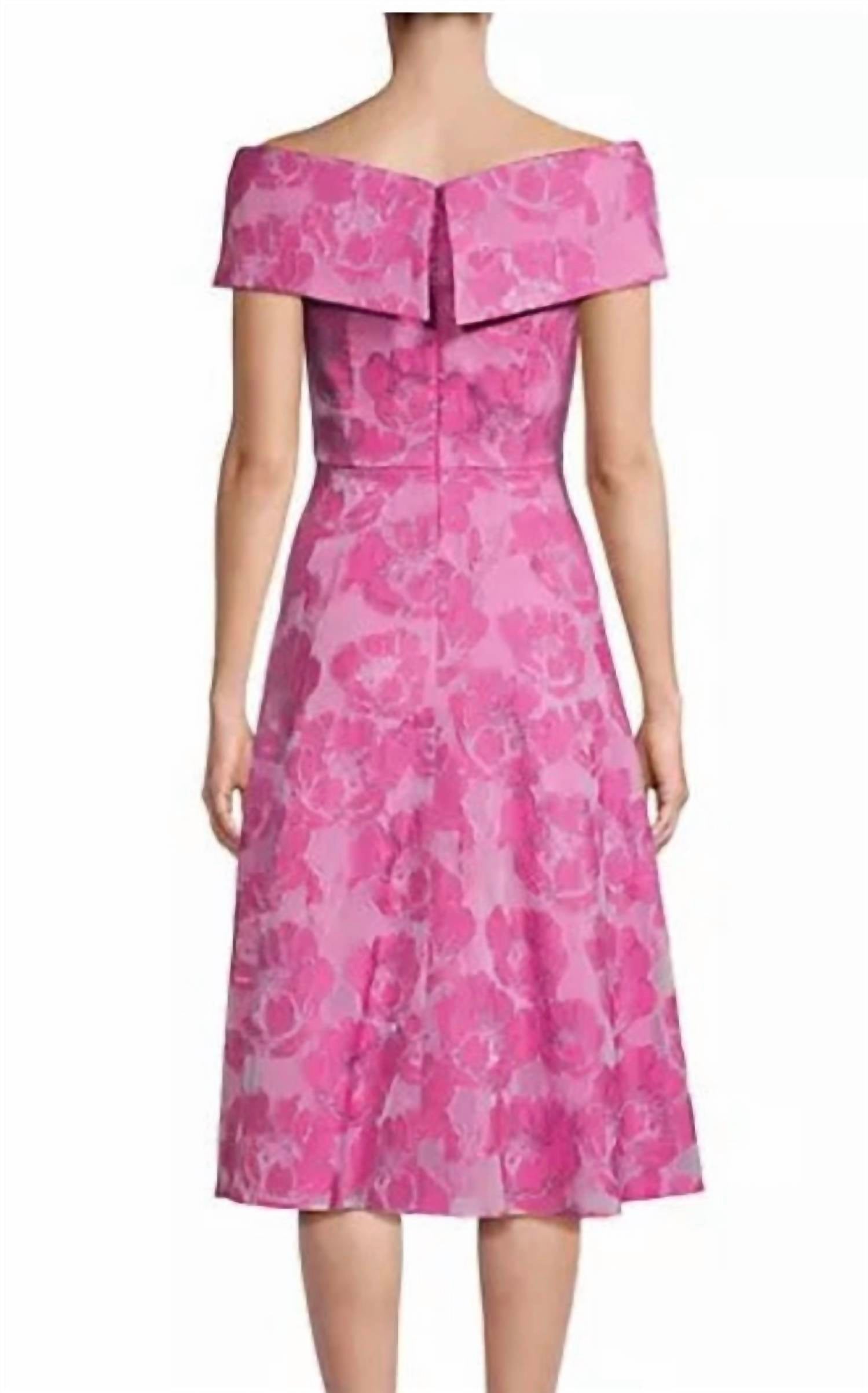 AIDAN MATTOX Floral Print Cocktail Midi Length Dress in pink - women's dress - detail view