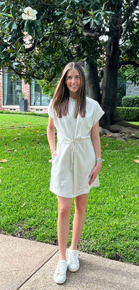 Baby Pink - Drawstring Waist Mini Dress