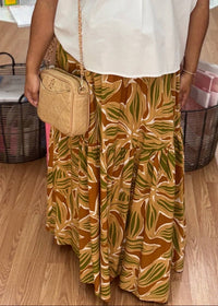 Karlie - Desert Palm Smock Tier Maxi Skirt