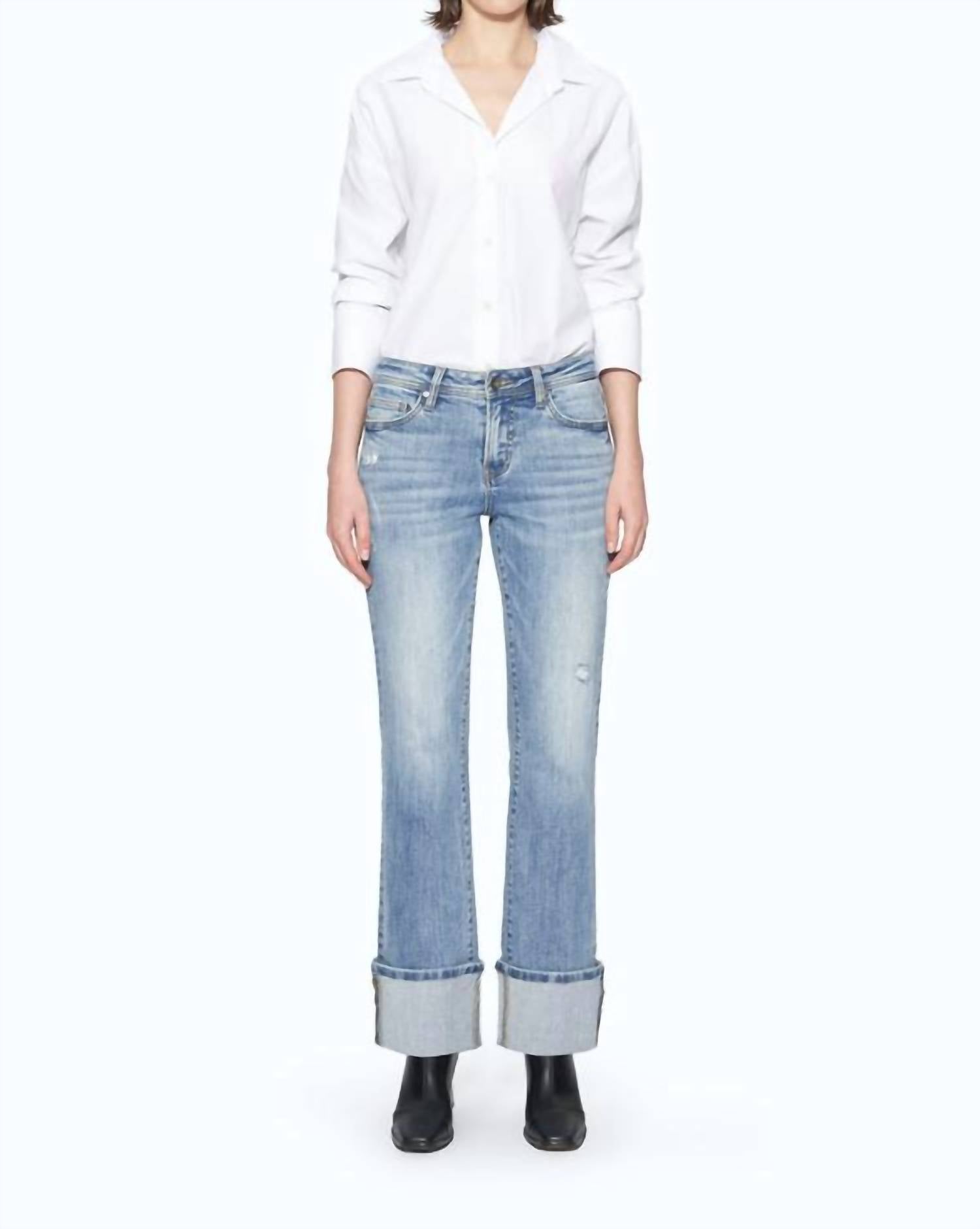 Bayeas - Flora Mid Rise Straight Cuffed Denim Jeans