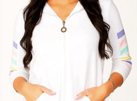 Angel Apparel - Three Quarter Sleeve Stripe Hoodie