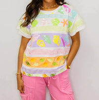 Queen Of Sparkles - Colorblock Stripe Shell Tee