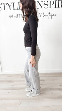 Flying Monkey - Mid Rise Cuffed Wide Leg Jeans
