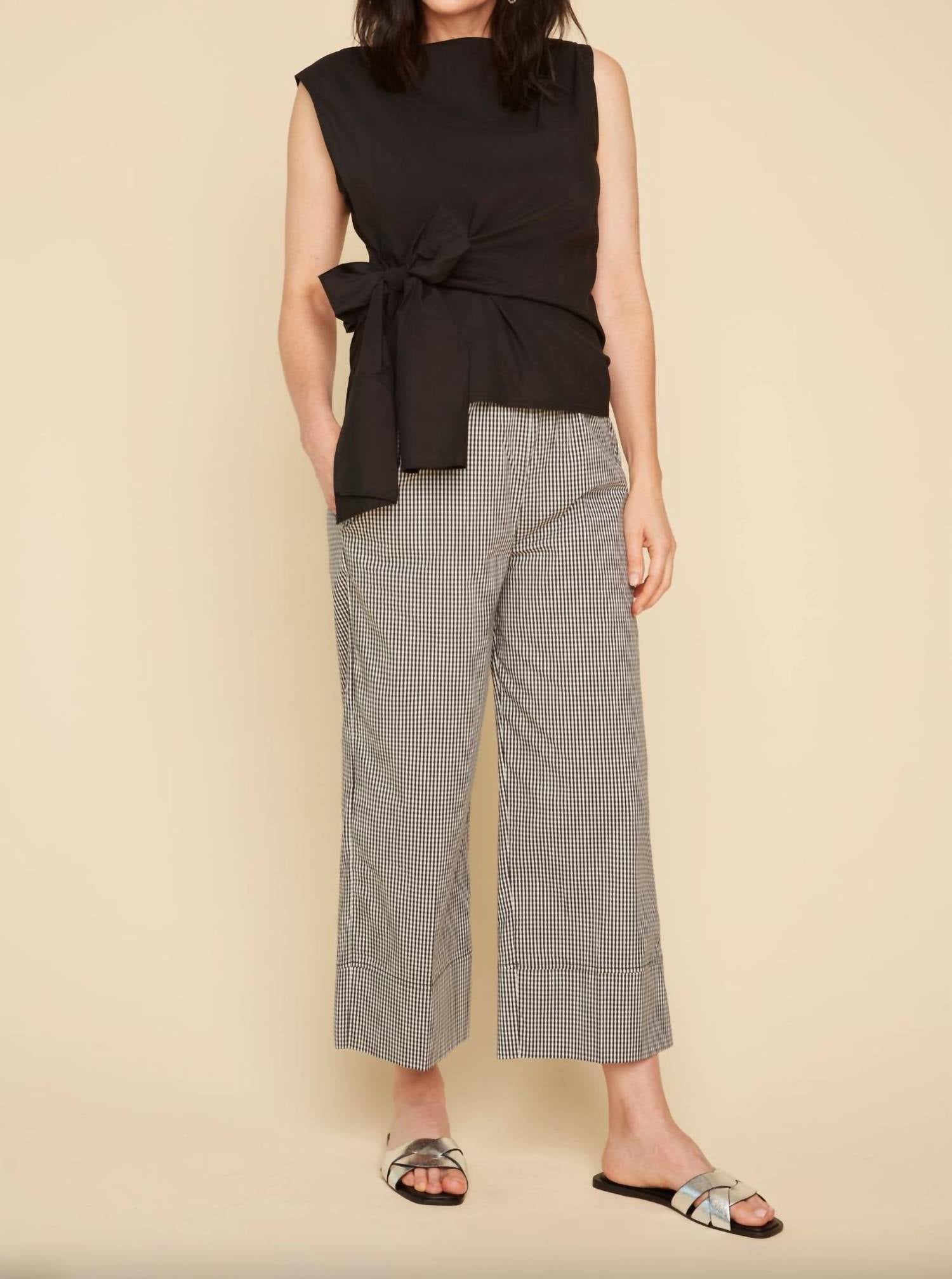 Renuar Wide Leg Cropped Pant in grey - women's pants