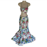 Johnathan Kayne - Two-piece Floral Printed Metallic Prom Dress