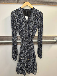 Papillon - Women's Ruffle Hem Tie Belt Long Sleeve Dress