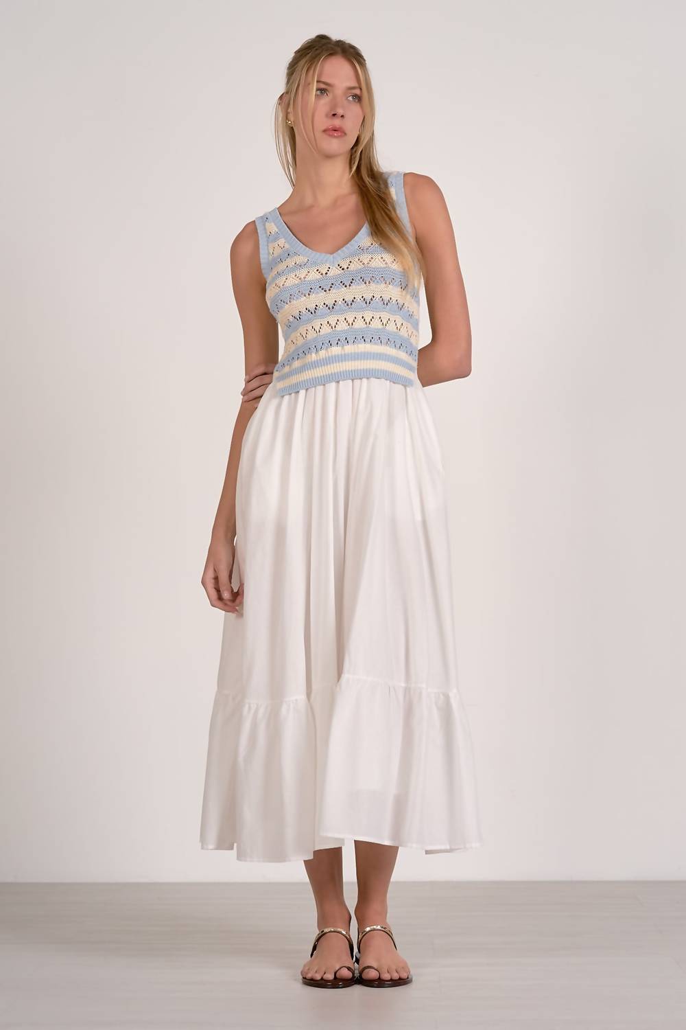 Elan - Mixed Media Midi Dress