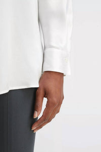 Vince - Silk Satin Band Collar Blouse