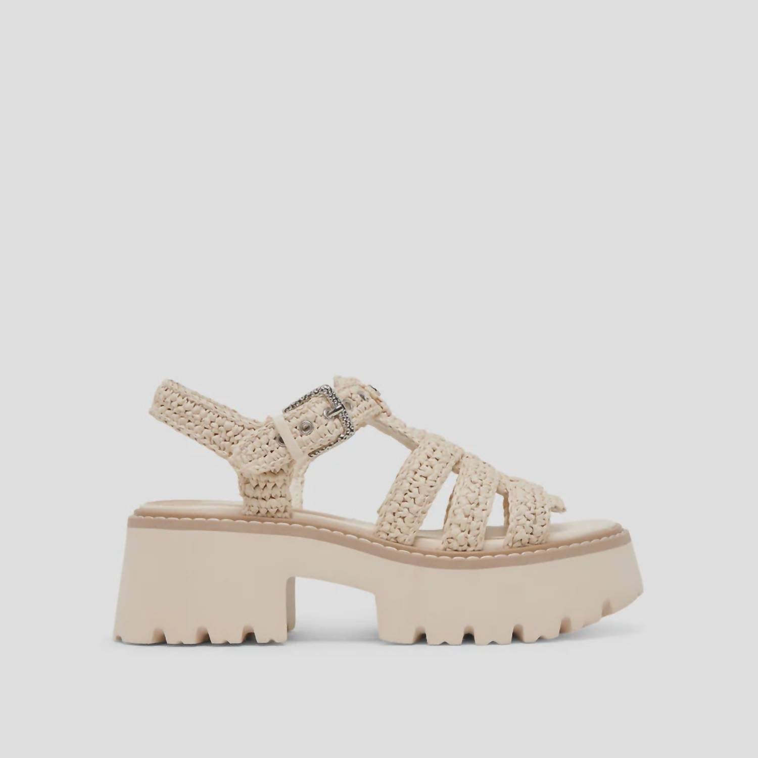 Dolce Vita Women's Latice Platform Sandals in oatmeal knit - women's sandal