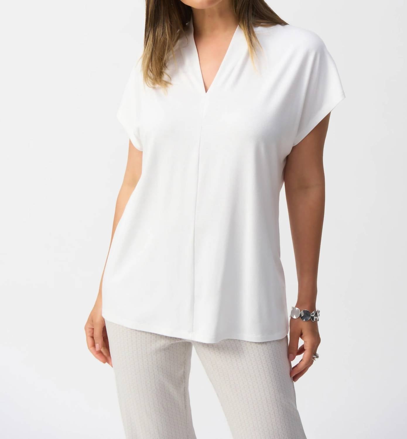 Joseph Ribkoff - V-neck Short Dolman Sleeve Top
