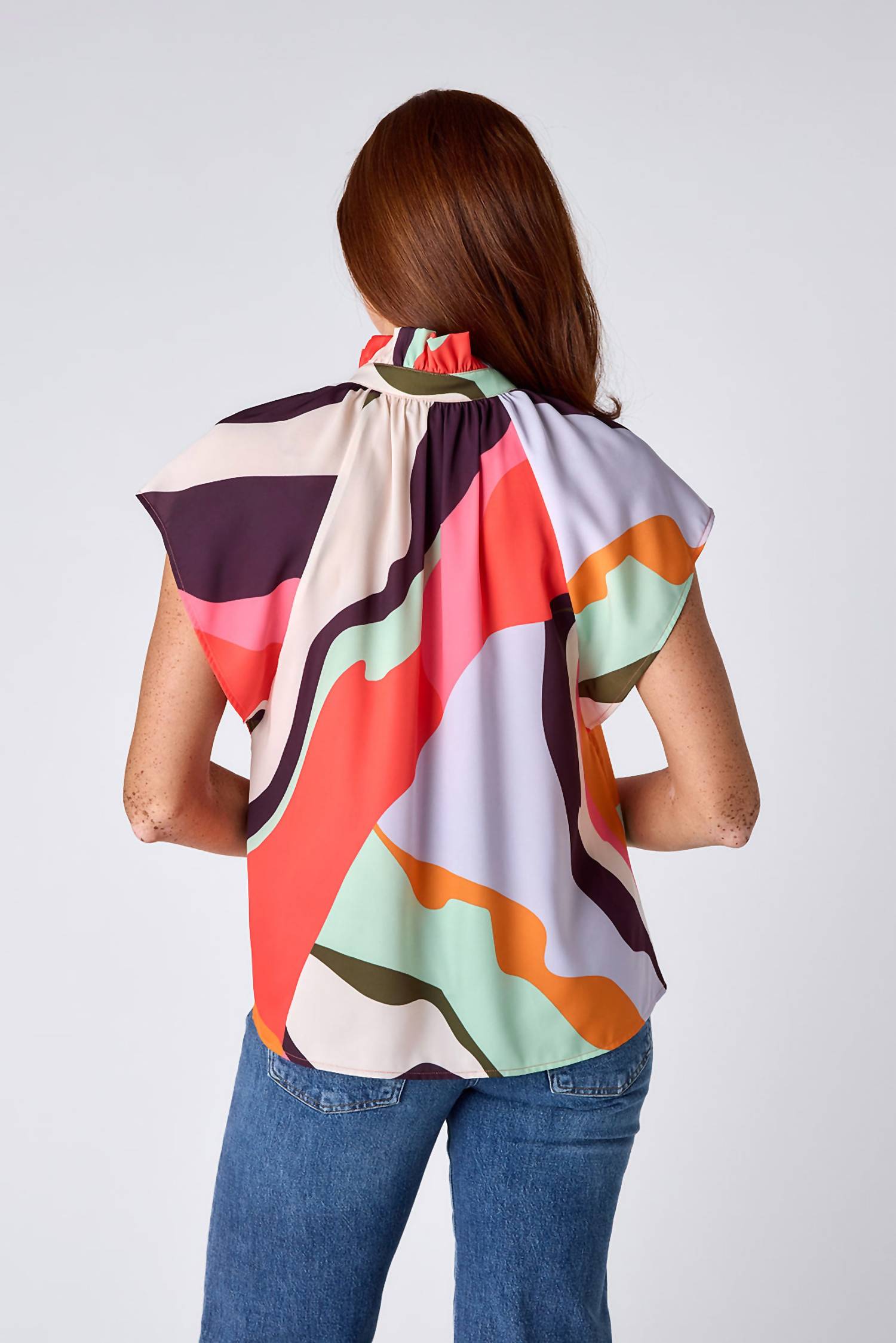 Crosby by Mollie Burch Billie Short-sleeved Blouse in rocky top - women's blouse - detail view