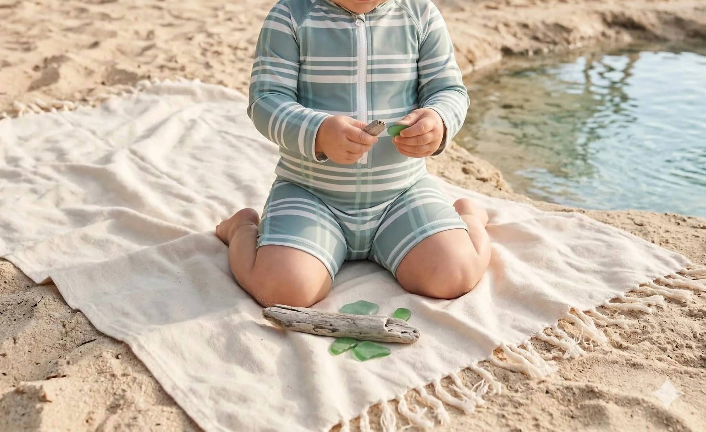 Emerson And Friends - Boy's Plaid One Piece Rash Guard Swimsuit