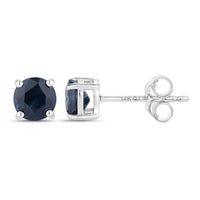Diana M Jewels Women's Round Natural Blue Sapphire Stud Earrings (1.30 Ct) - Petite in 14k white gold - women's jewelry - detail view