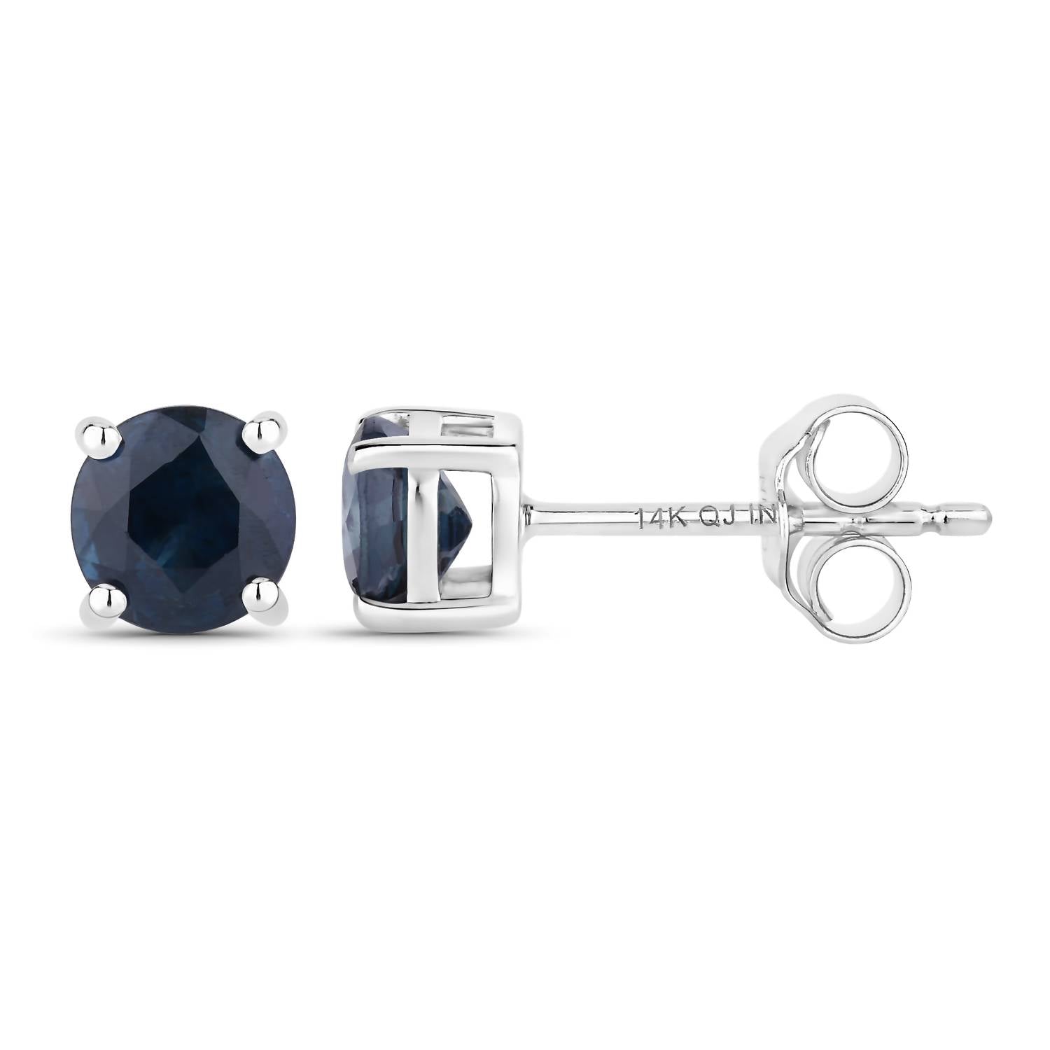 Diana M Jewels Women's Round Natural Blue Sapphire Stud Earrings (1.30 Ct) - Petite in 14k white gold - women's jewelry - detail view