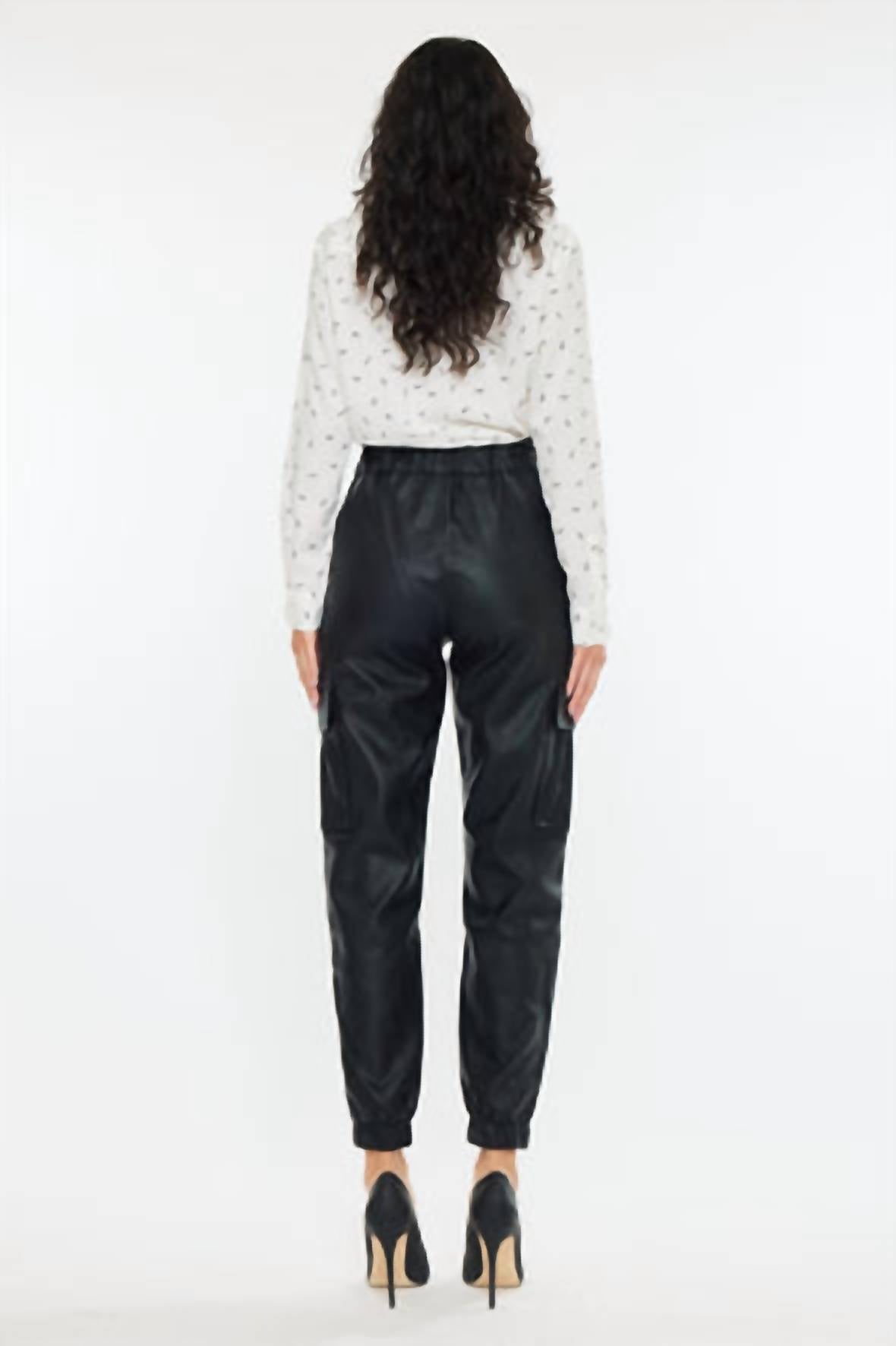 Kancan - Rona Ultra High Rise Faux Leather Jogger Pant
