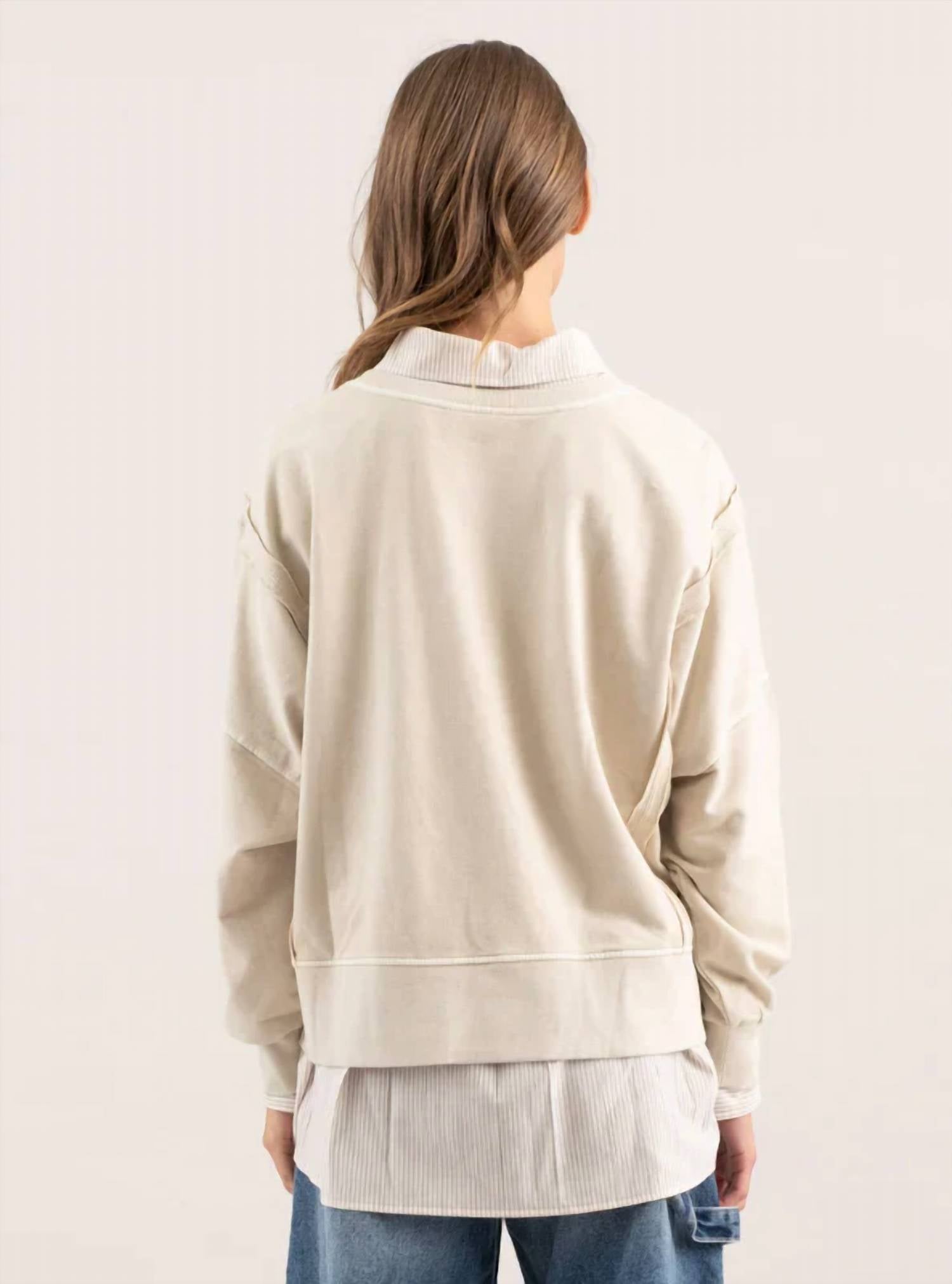 Blu Pepper - Washed Extended Shoulder Knit Top