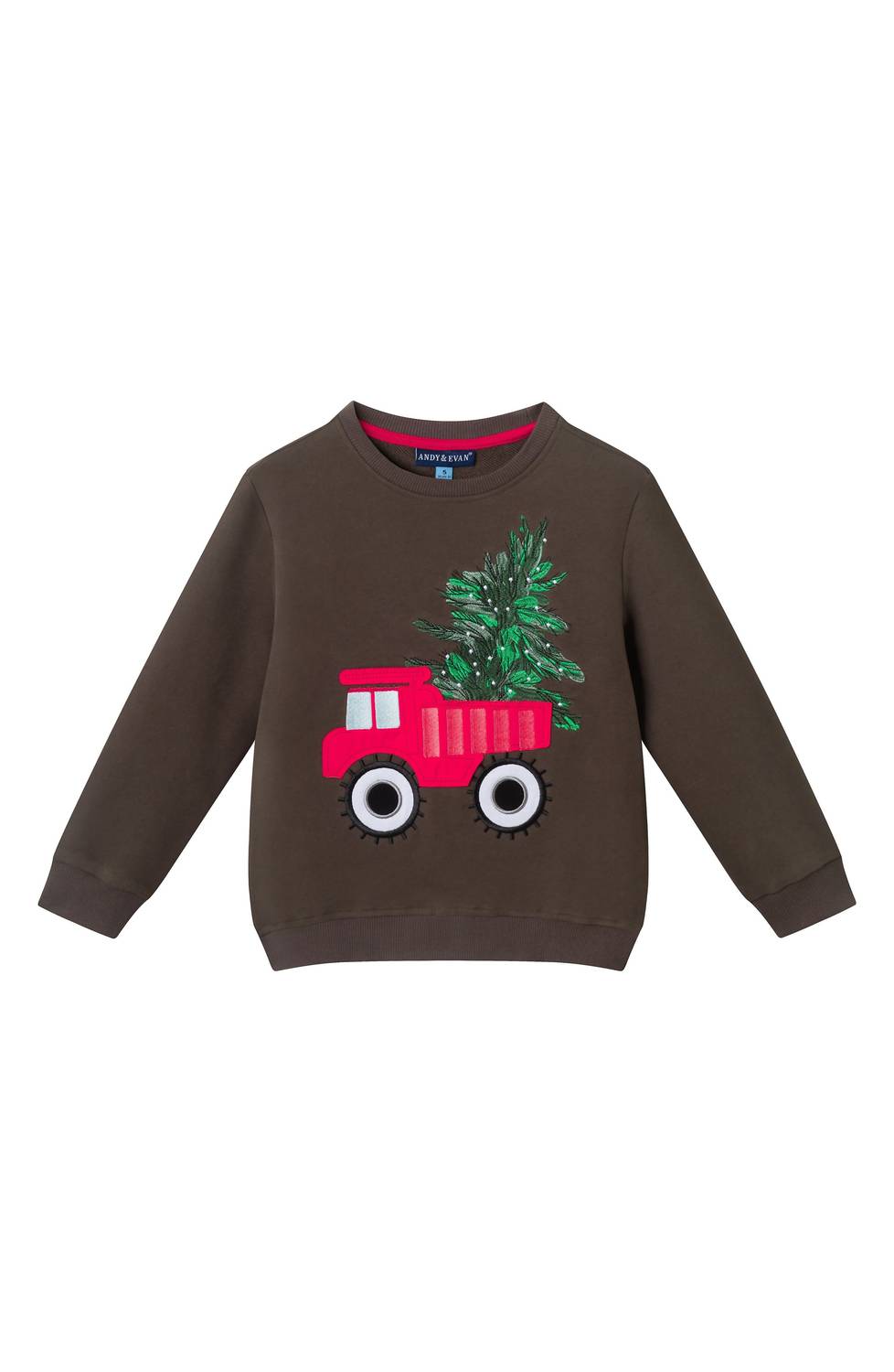 Andy & Evan Kids' Appliqué Crewneck Sweatshirt & Joggers Set in green - item - alternate view