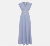 Theo The Label - Beaded Belt V-neck Shirtdress