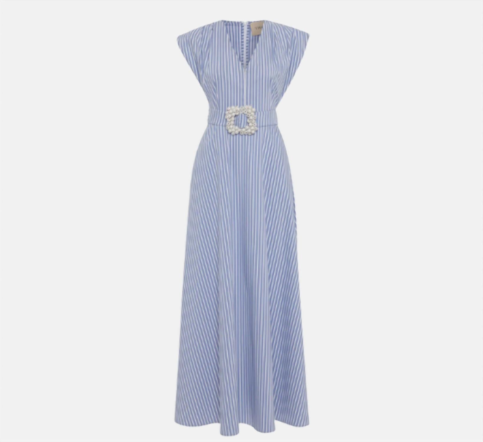 Theo The Label - Beaded Belt V-neck Shirtdress