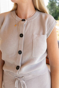 Elle Grey Soft Essentials Knit Vest And Skirt Set in grey - women's skirt - detail view