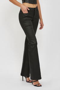 HIDDEN Coated Mid Rise Flare Pants in black - women's pants - detail view