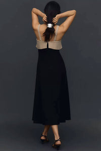 Rue Sophie Aurelia Colorblock Midi Dress in black tan - women's dress - alternate view