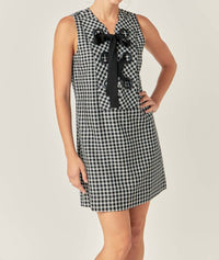 English Factory - Check Sleeveless Grommet Mini Dress