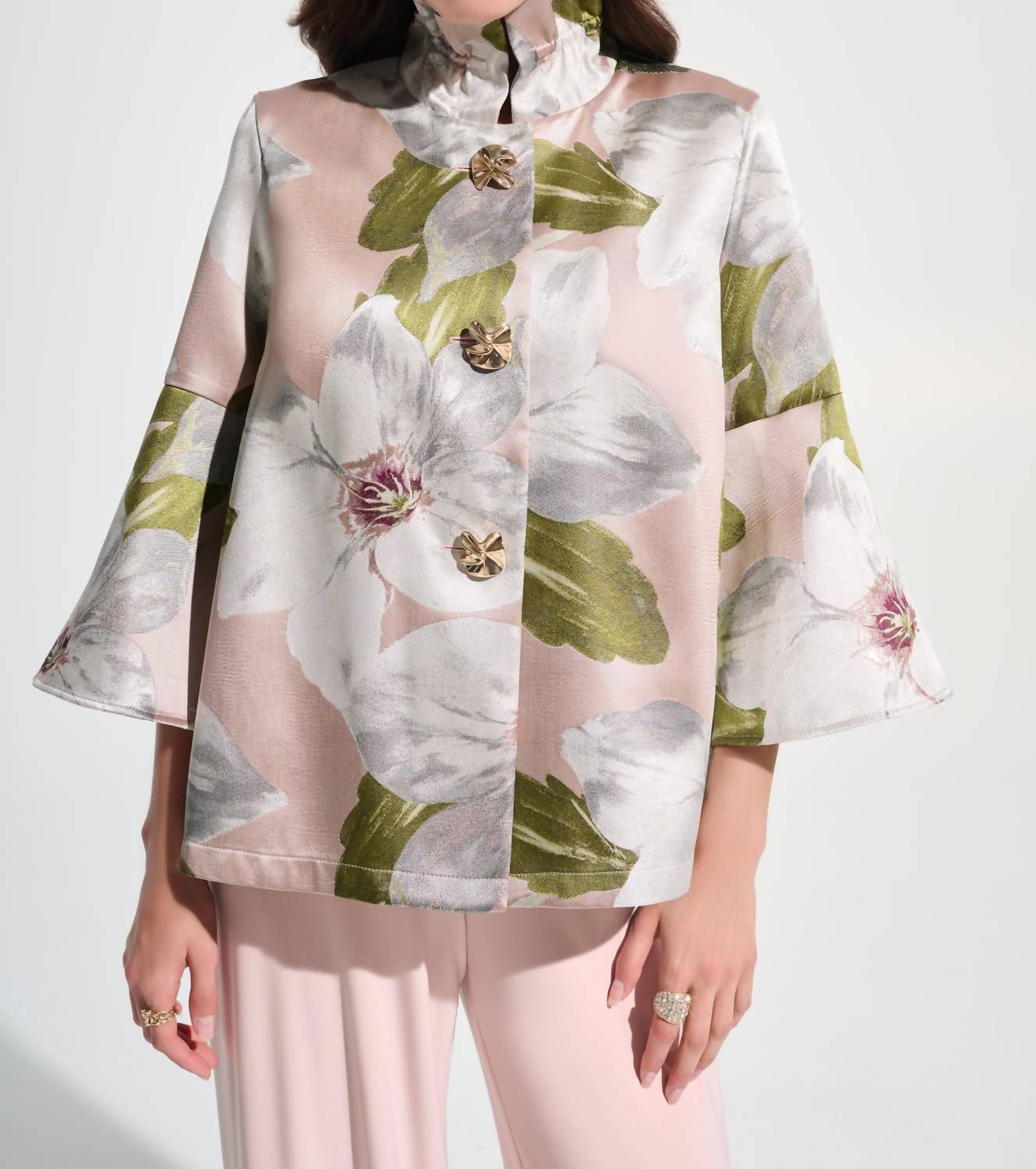 Joseph Ribkoff - Floral Jacquard Trapeze Jacket
