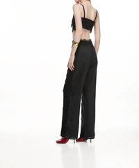 WAIMARI Amanecer Lace Bandeau Crop Top in black - women's shirt - detail view
