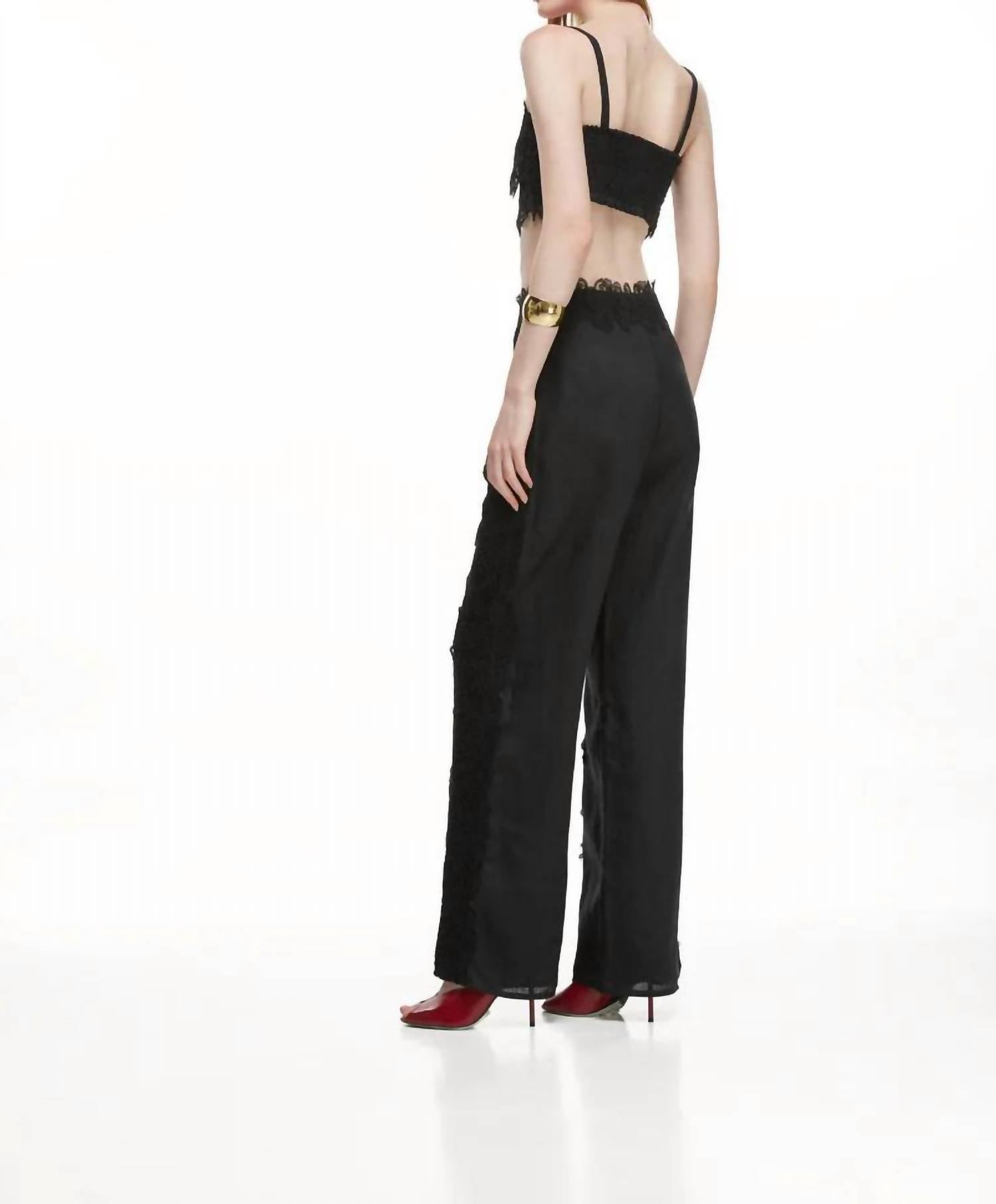 WAIMARI Amanecer Lace Bandeau Crop Top in black - women's shirt - detail view