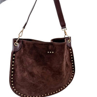 Pretty Simple - Women's Rosalie Rivet Suede Hobo Bag
