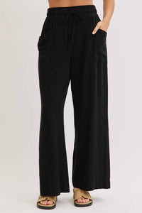 Sweet Lovely By Jen - Wide Leg Drawstring Pants With Pockets