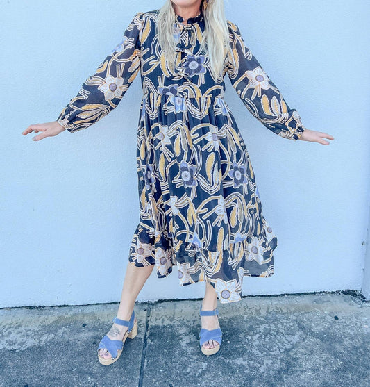 Jodifl - Somewhere Out There Floral Print Midi Dress