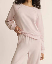 Z Supply ALL AROUND FRENCH TERRY SWEATSHIRT in baby pink - women's sweater - alternate view