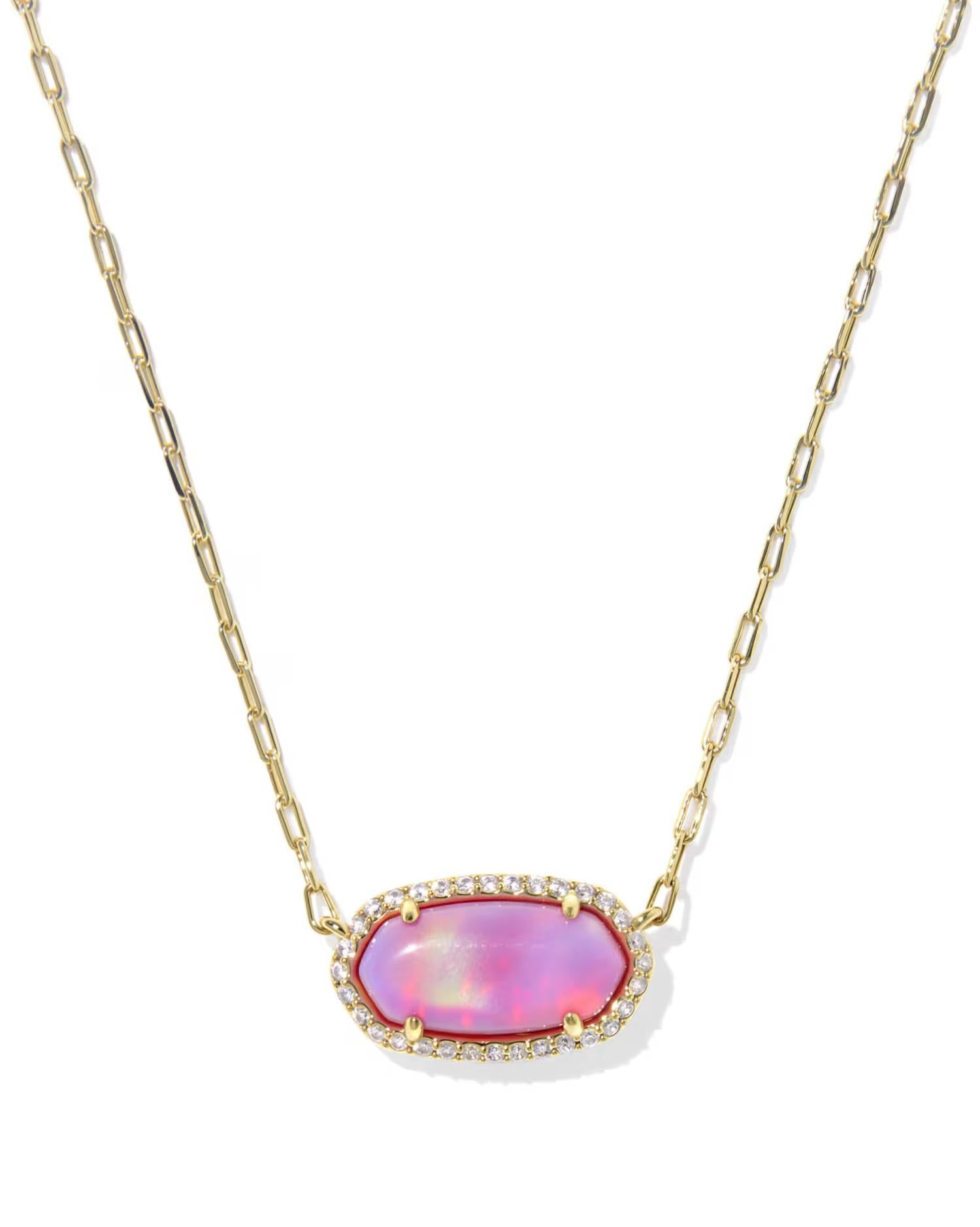 Kendra Scott - Women's Elisa Pave Frame Short Pendant Necklace