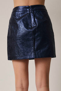 Sunday Edition - Foil Faux Leather Mini Skirt