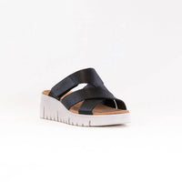 VIONIC Women's Uptown Sunset Wedge Sandal in black leather - women's sandal - detail view