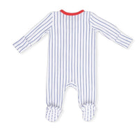 Angel Dear - Kids Baseball Stripe Bamboo 2 Way Zipper Footie