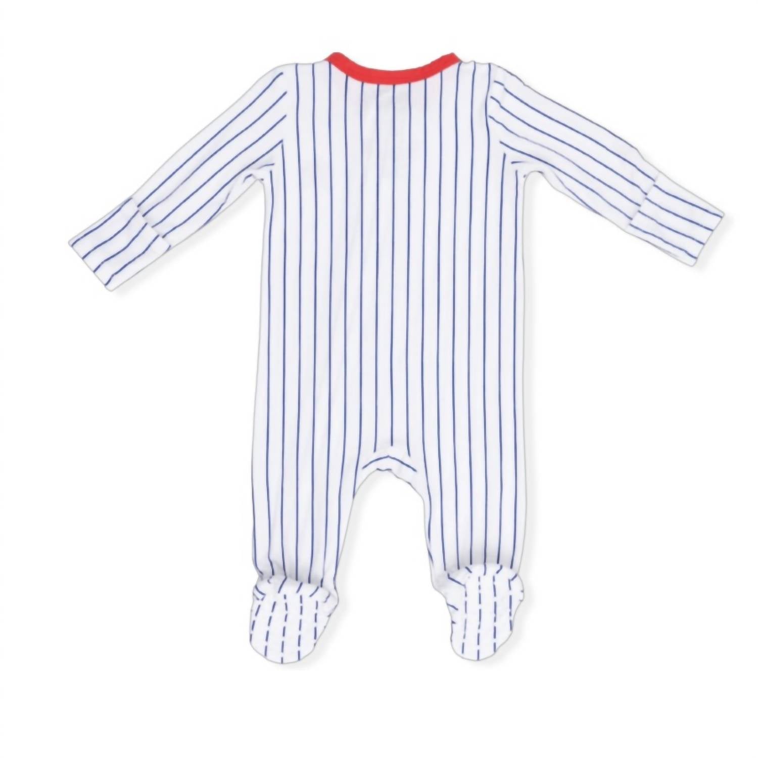 Angel Dear - Kids Baseball Stripe Bamboo 2 Way Zipper Footie