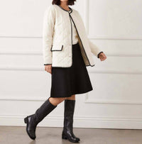 Karen Kane Edge Stitch Quilted Jacket in cream and black - women's jacket - view 9