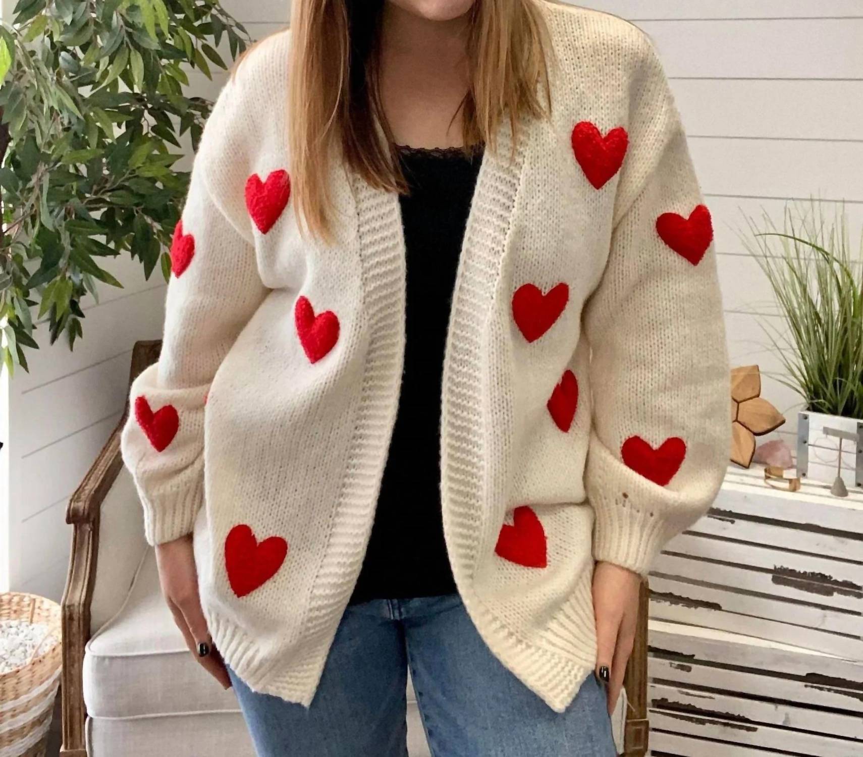 Michelle Mae - Oh My Hearts Sweater Cardigan