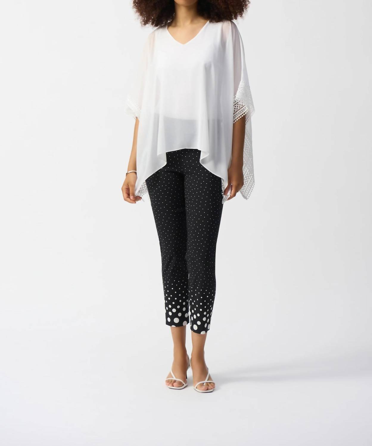 Joseph Ribkoff - V-neck Lace Trim Poncho Top