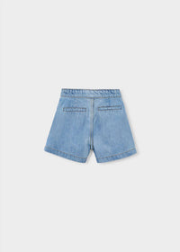 Mayoral Kid's Button Accent Denim Bermuda Short in clear - kids' shorts - detail view