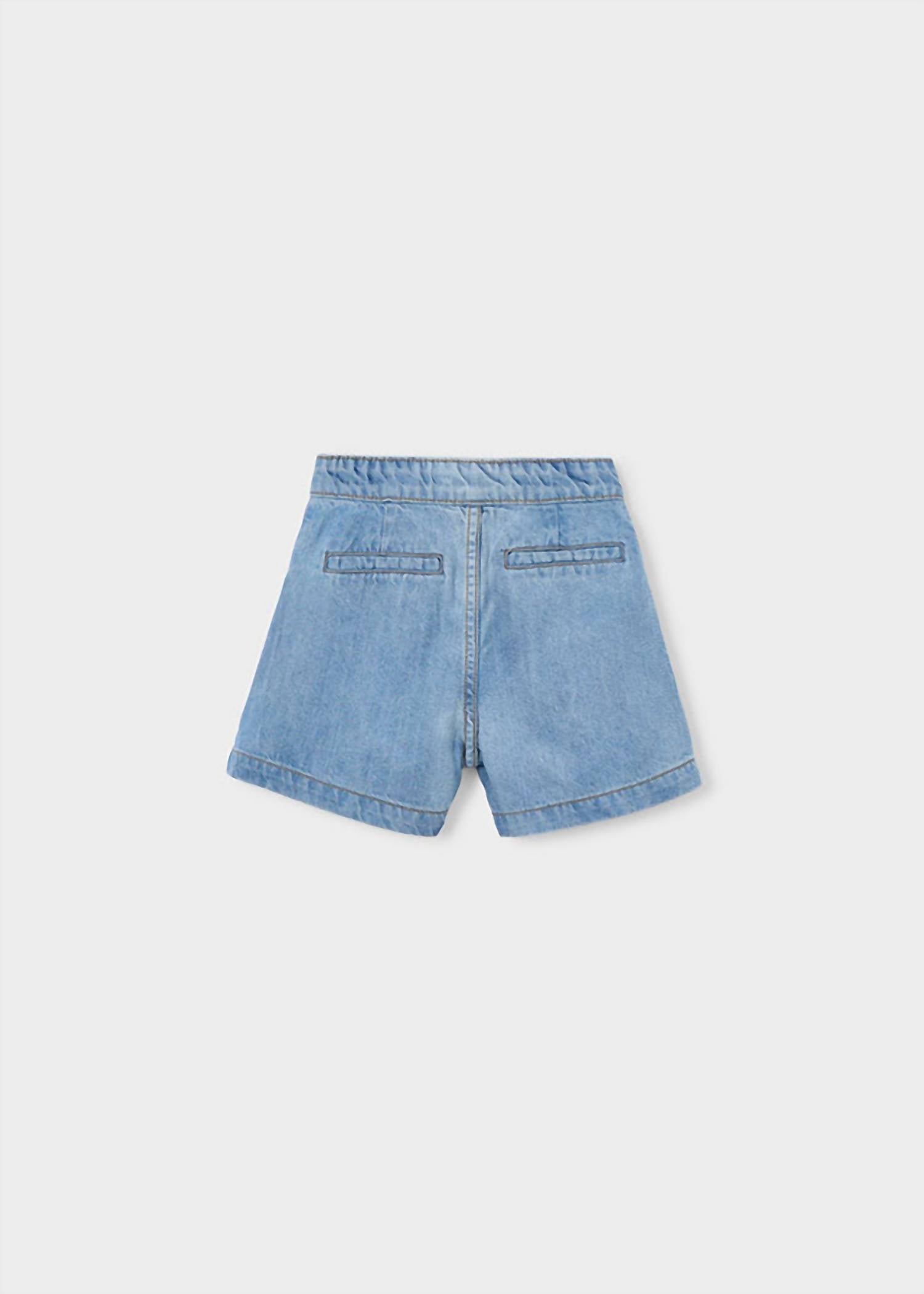 Mayoral Kid's Button Accent Denim Bermuda Short in clear - kids' shorts - detail view