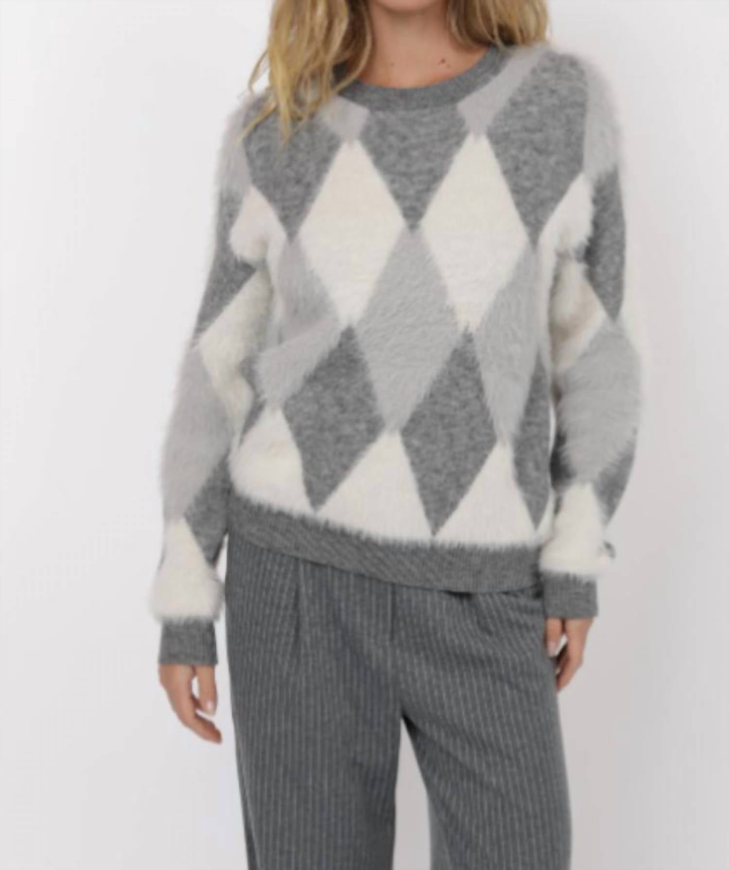 Sage The Label - Astoria Fuzzy Argyle Sweater