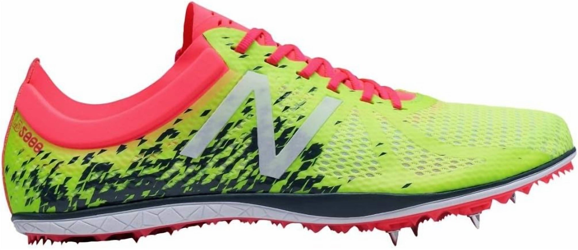 New Balance Women's Ld5000 V4 Spike Shoes in yellow pink - women's shoe