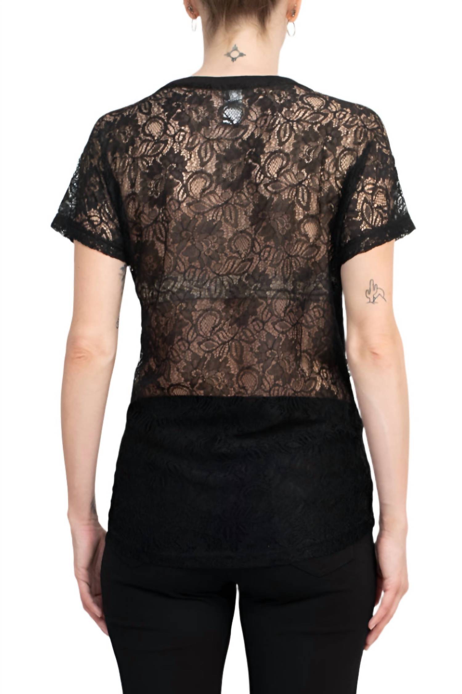 Alberto Makali - Short Sleeve Embroidered Spandex Top