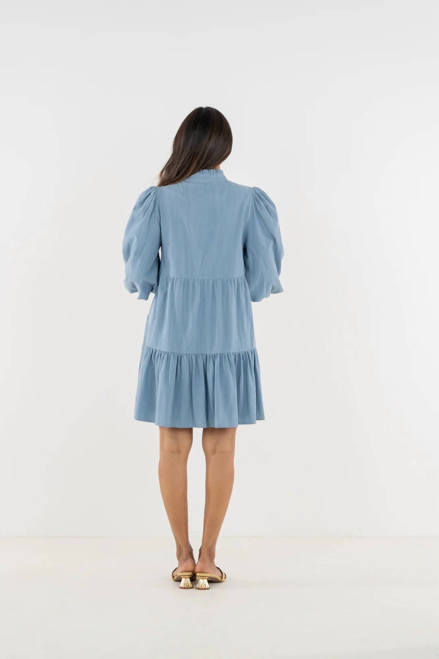 Emily McCarthy Sadie Mini Dress in denim - women's dress - alternate view