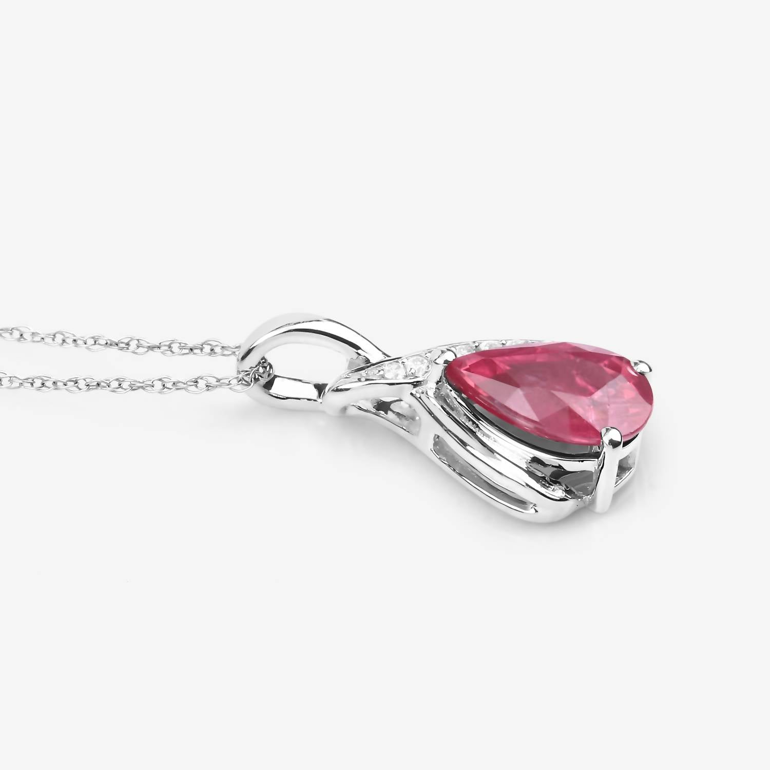 Diana M Jewels Women's Pear Natural Ruby Pendant Necklace (1.98 Ct) - Classic in 14k white gold - women's jewelry - detail view